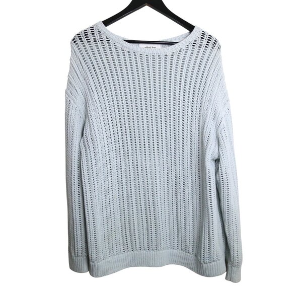 Aritzia Wilfred Free Afterglow Glacier Blue Mesh Cotton Boatneck Sweater Small - Picture 2 of 9